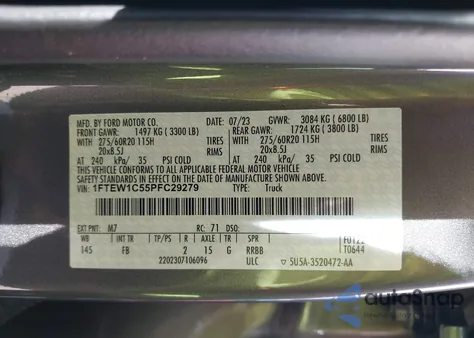 2023 Ford F-150 Xlt z USA, uszkodzony, nr VIN 1FTEW1C55PFC29279